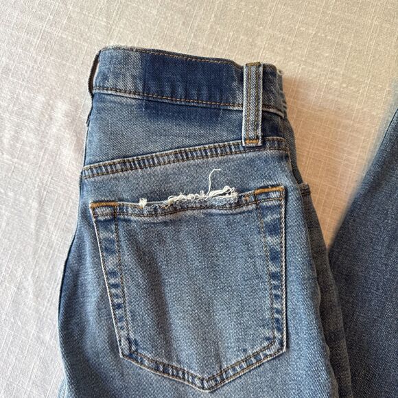 Abercrombie & Fitch Jeans 25/0L Blue Ankle Straight Ultra High Rise Raw Hem NWOT - Picture 5 of 16